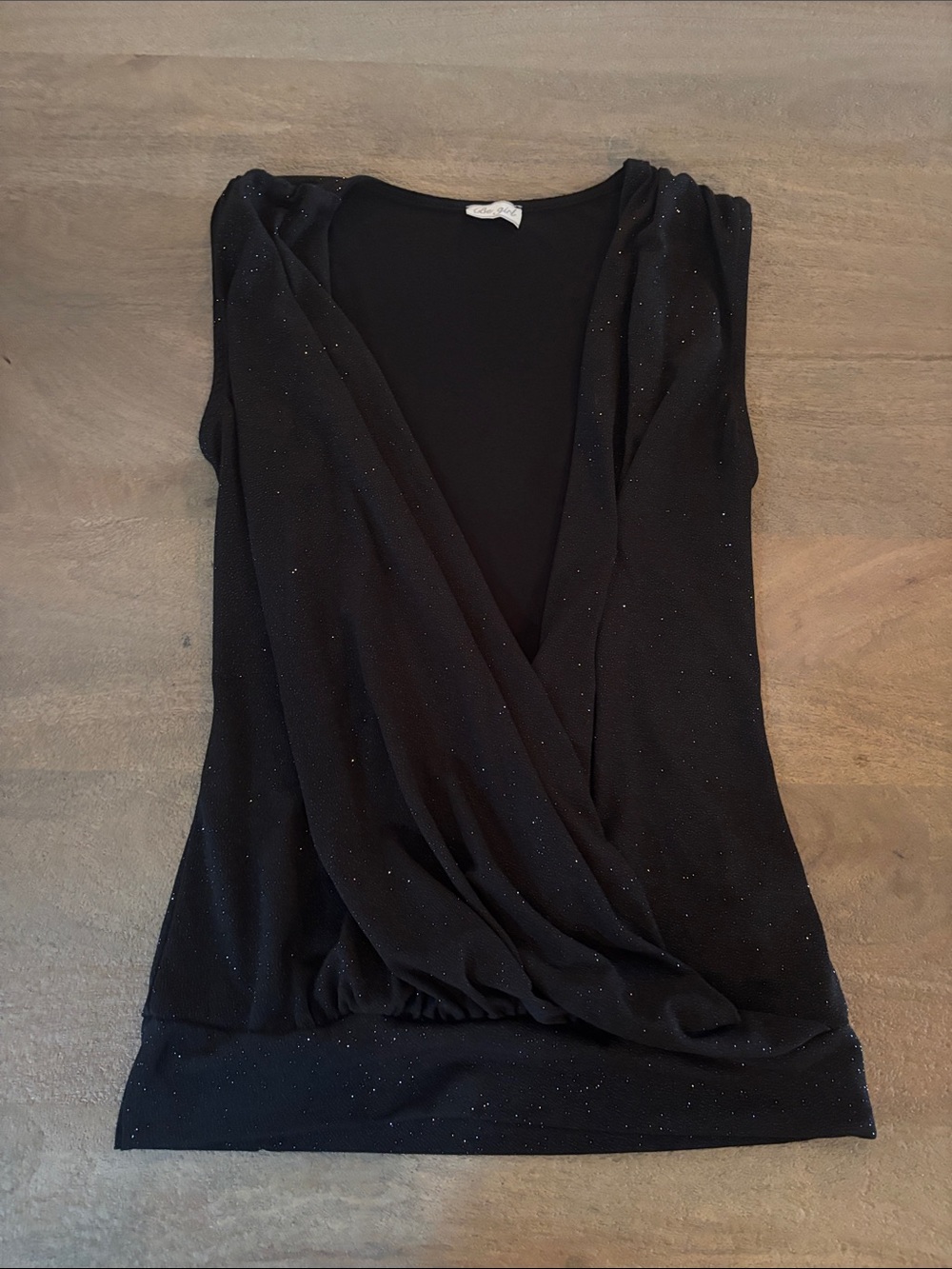 Women's Black Sparkle Wrap-Front Camisole